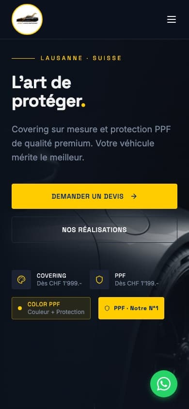 Vue mobile du site imcovering.ch