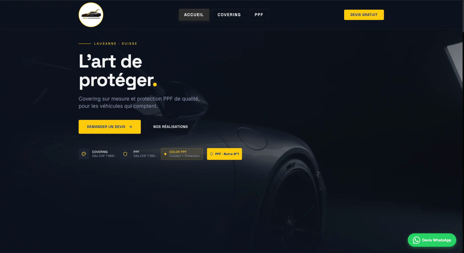 Site IM Covering refondu par NextUp Web — covering automobile à Lausanne
