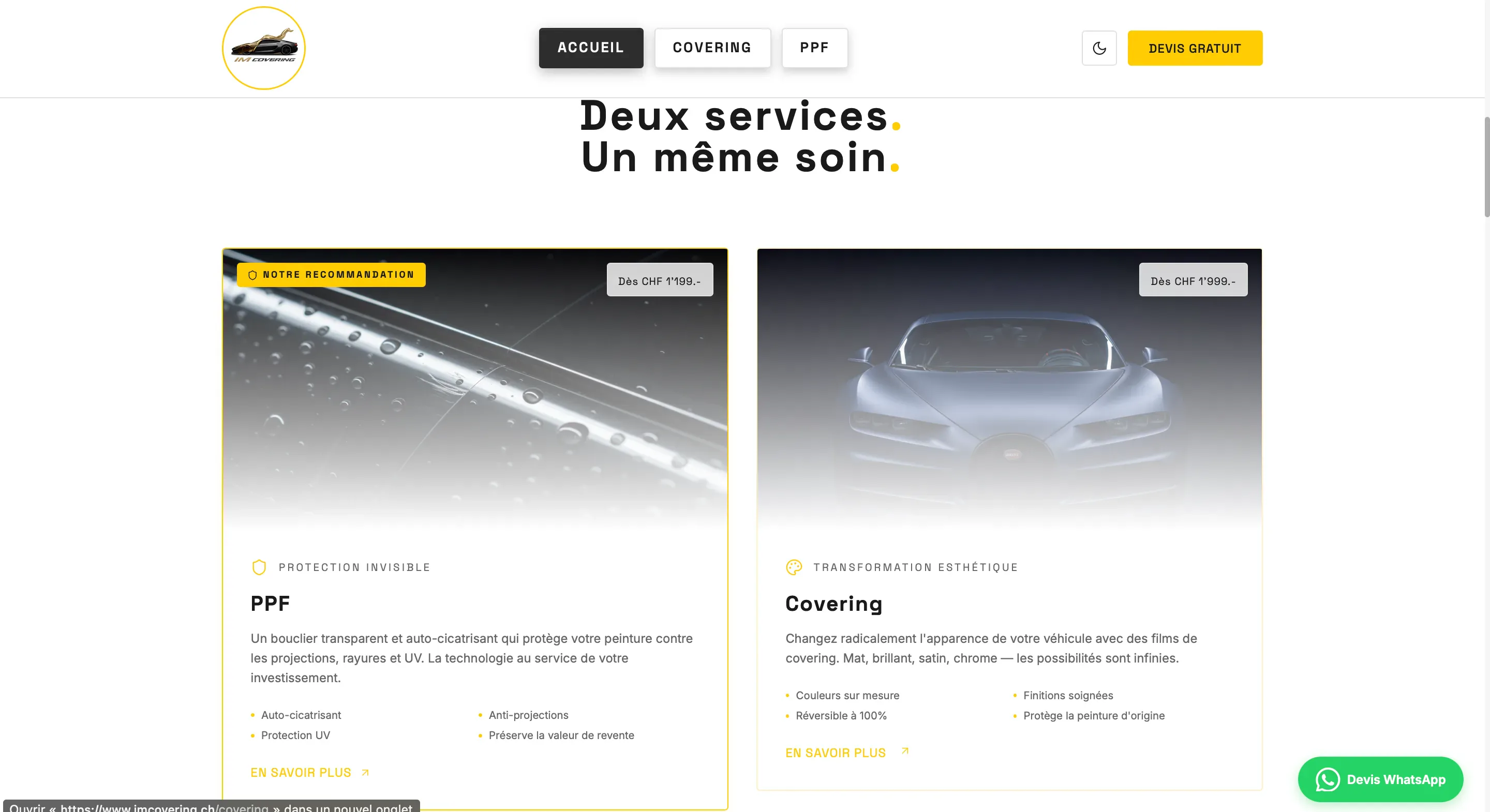 Nouveau bloc services — hiérarchie claire, respiration, palette posée