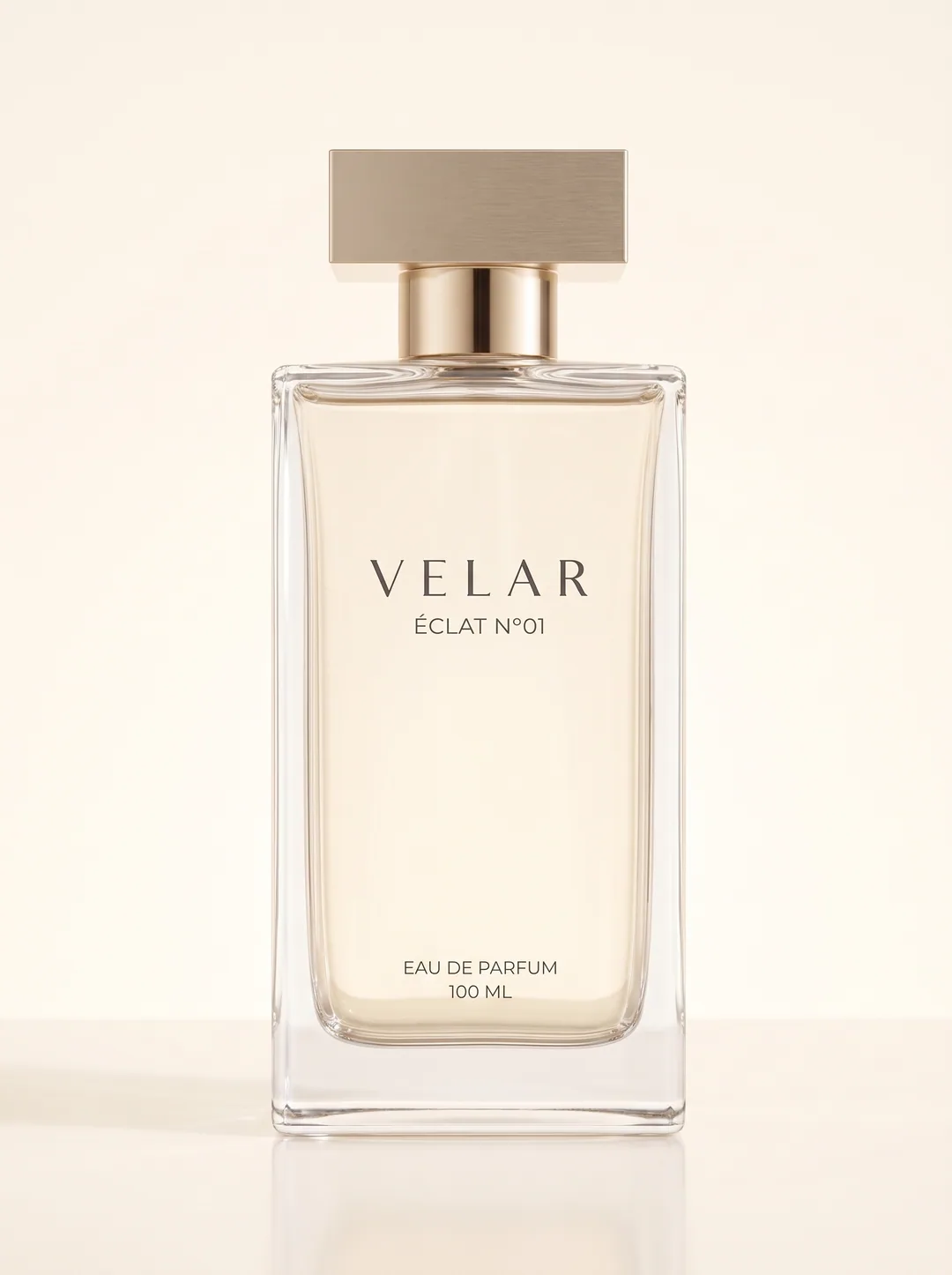 Éclat Nº01 flacon, front view on ivory